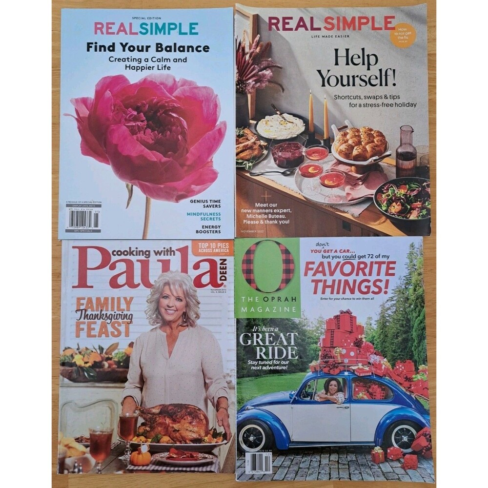 Real Simple, Oprah, Paula Dean Magazine Lot of 4